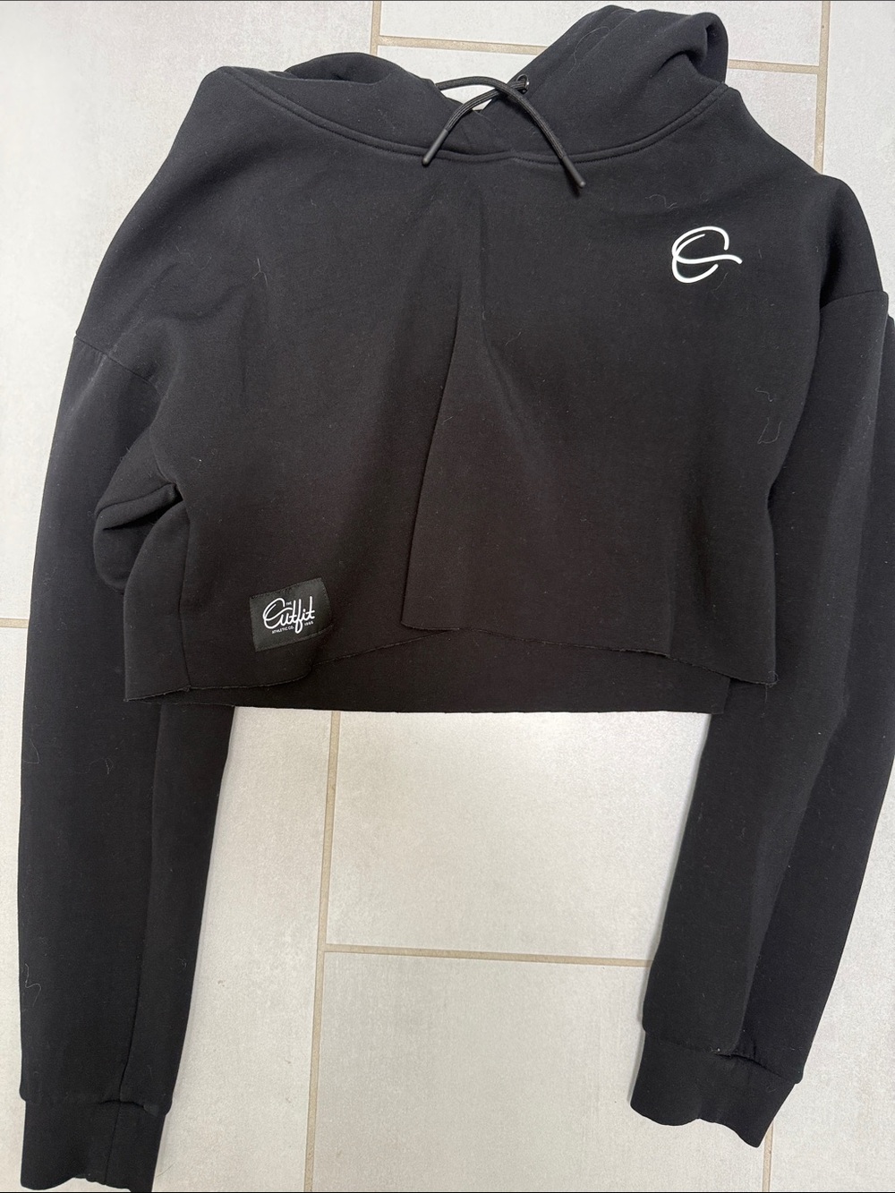 Black Cropped Hoodie Sweater -